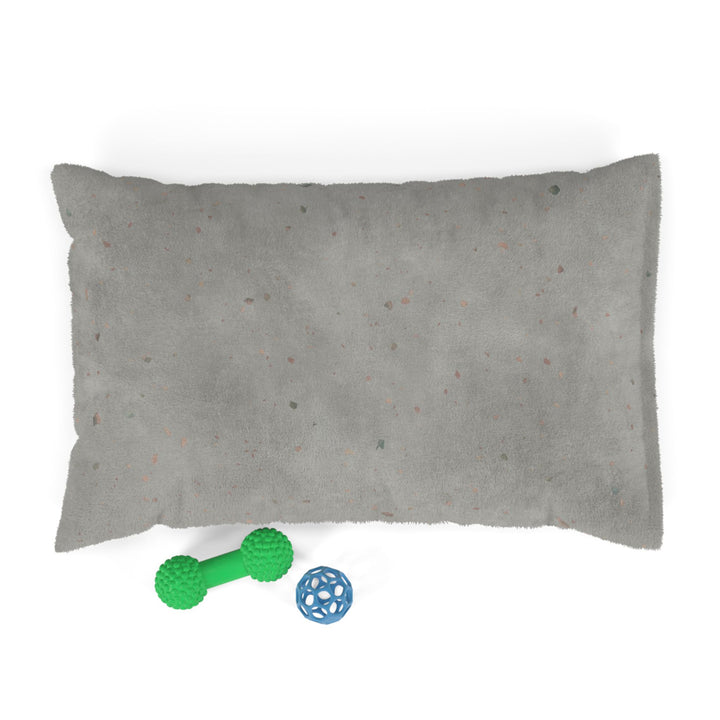 Small dog bed in perfect comfit terrazzo design with dog toys