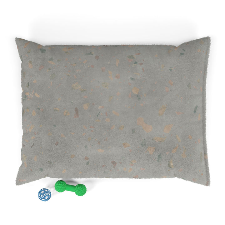 Medium dog bed in Ultima Comfit terrazzo design with dog toys