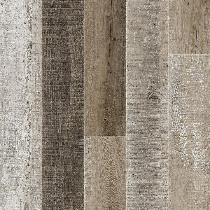Metroflor Greyed Deja New Attraxion Magnetic Vinyl Plank Flooring multi-plank layout