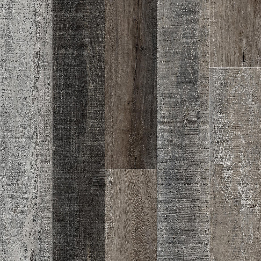 Metroflor Oxidized Deja New Attraxion Magnetic Vinyl Plank Flooring multi-plank layout