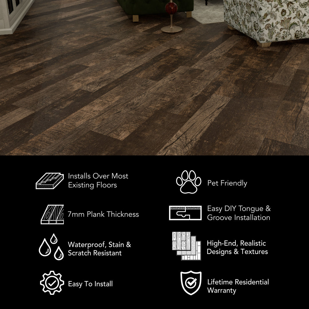 Allure Caffe Mocha Mahogany Multi-Width Rigid Core Luxury Vinyl Plank Flooring