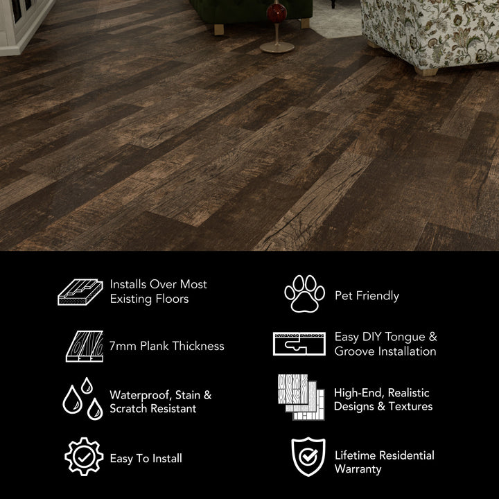 Allure Caffe Mocha Mahogany Multi-Width Rigid Core Luxury Vinyl Plank Flooring