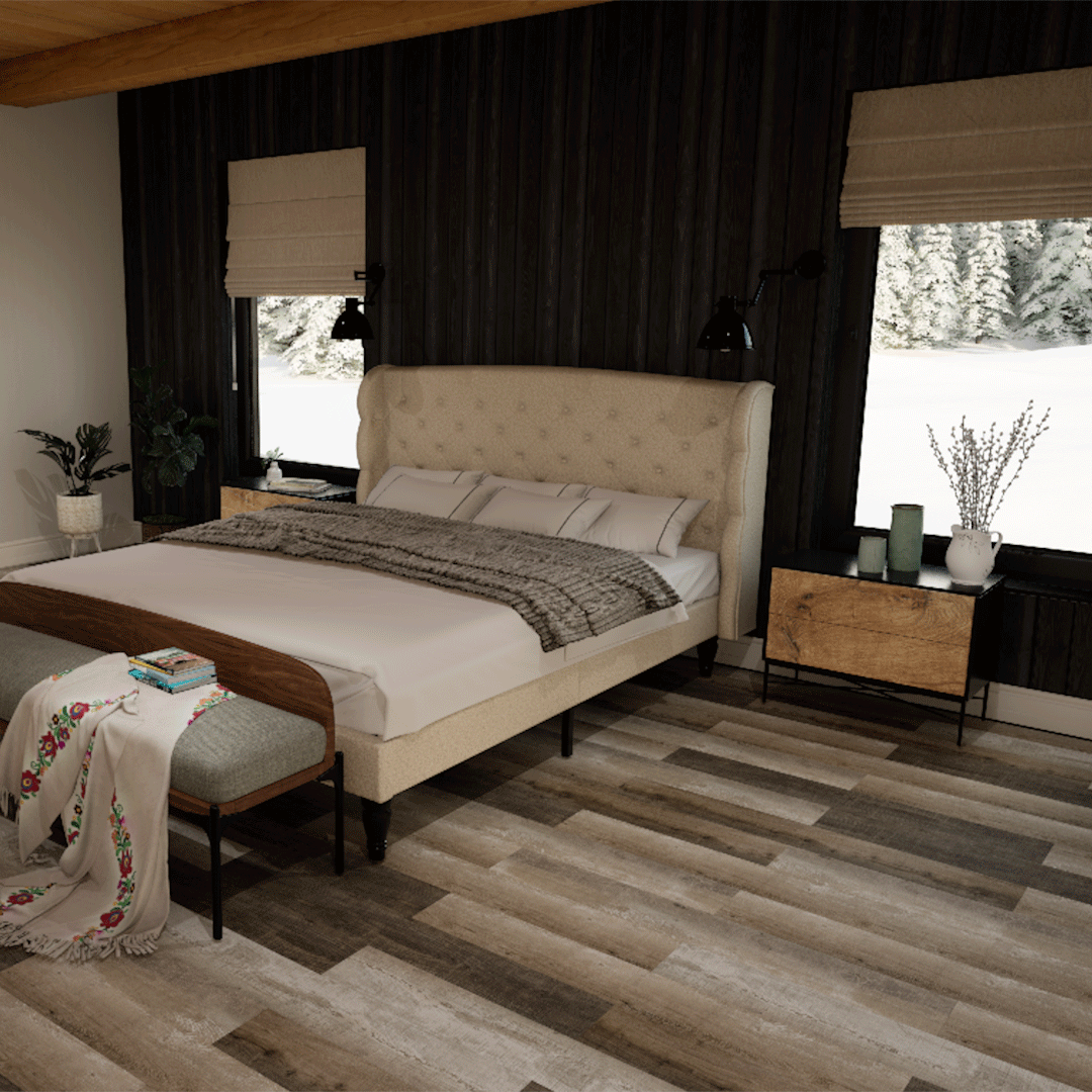 Metroflor Greyed Deja New Attraxion Magnetic Vinyl Plank bedroom install