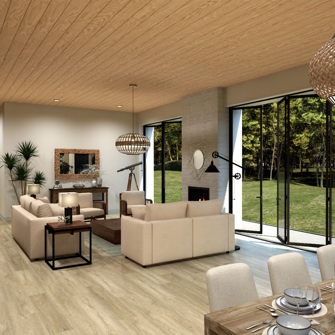 Allure Granola Beech ISOCORE vinyl flooring installed in a room scene rendering