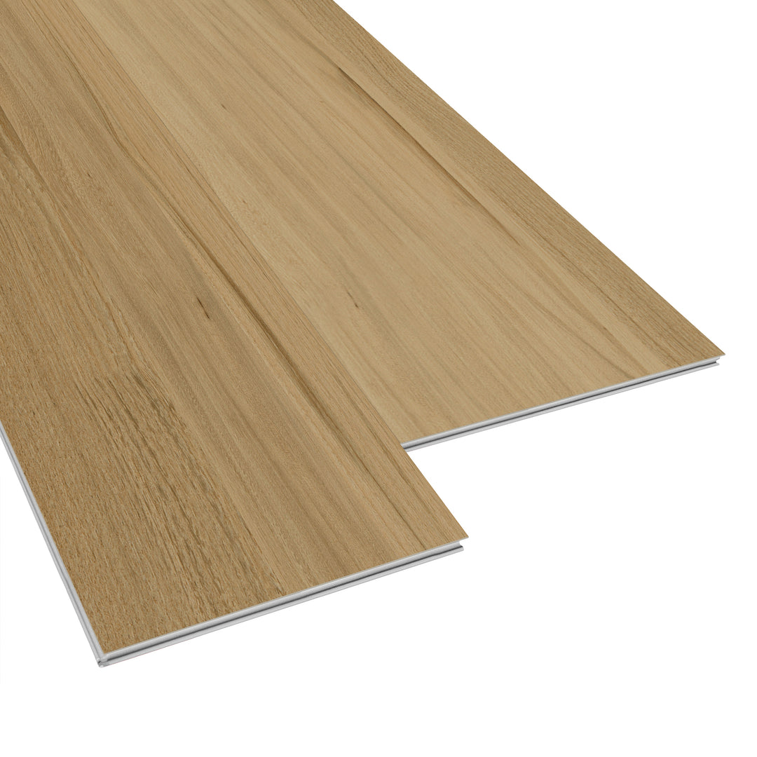Allure Butterscotch Birch ISOCORE vinyl flooring planks viewed at an angle to see the locking edges
