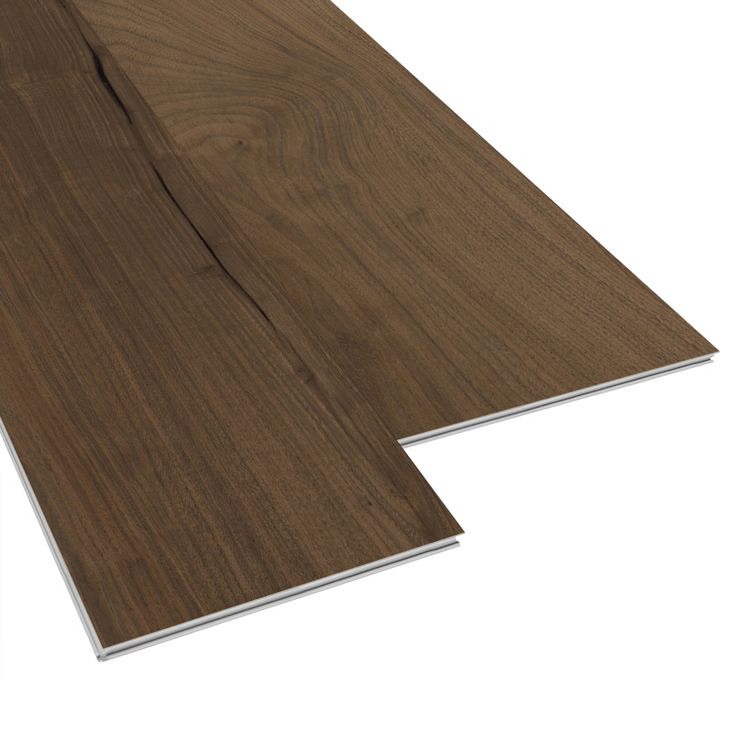 Allure Toasted Pecan Pine ISOCORE vinyl flooring planks viewed at an angle to see the locking edges
