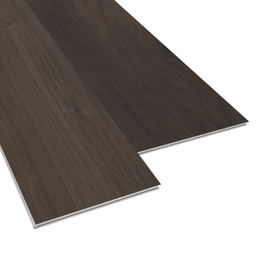 Allure Burnt Butter Walnut ISOCORE vinyl flooring planks viewed at an angle to see the locking edges