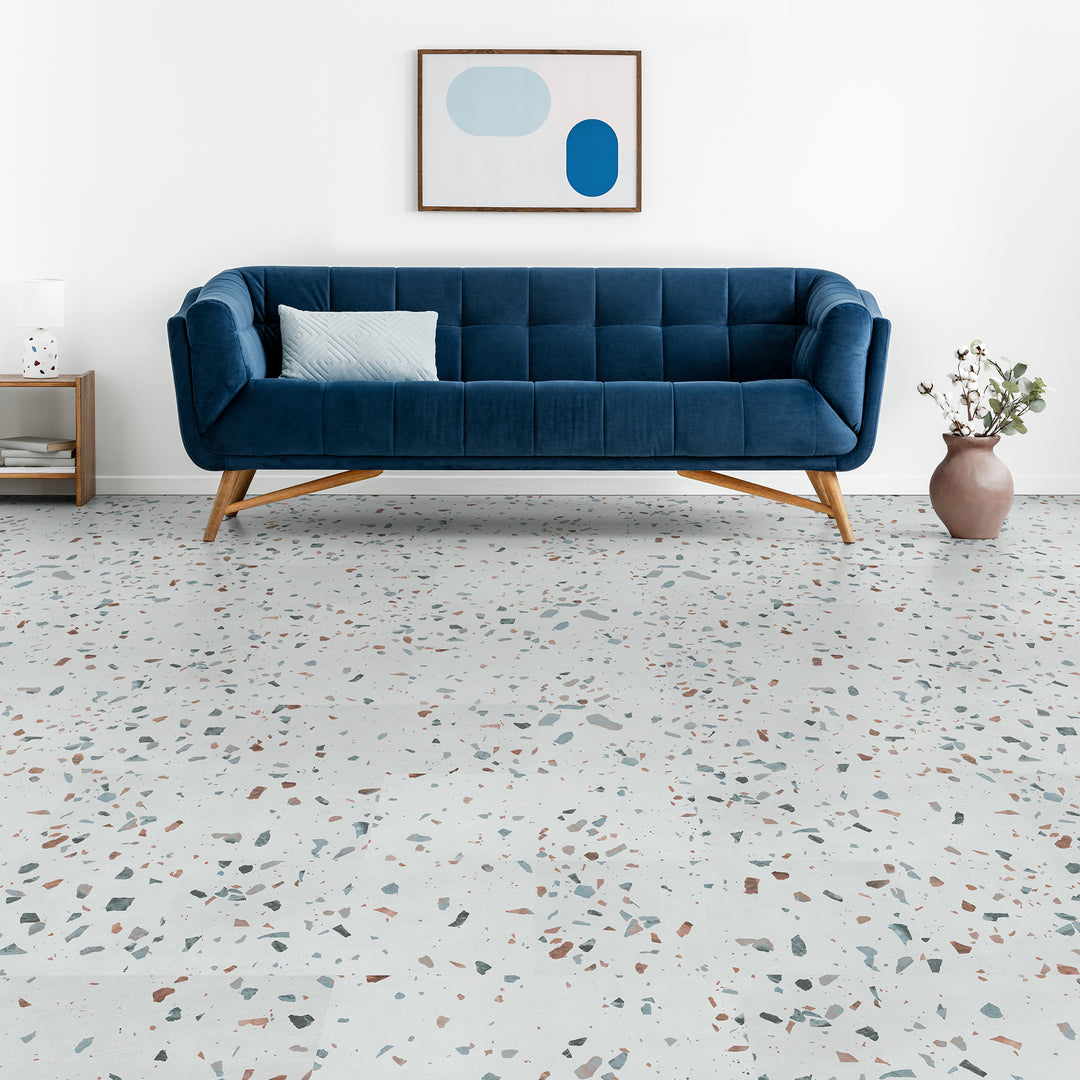 Allure Ultima Earl Grey Terrazzo Look 22mil Rigid Core Vinyl Tile Flooring