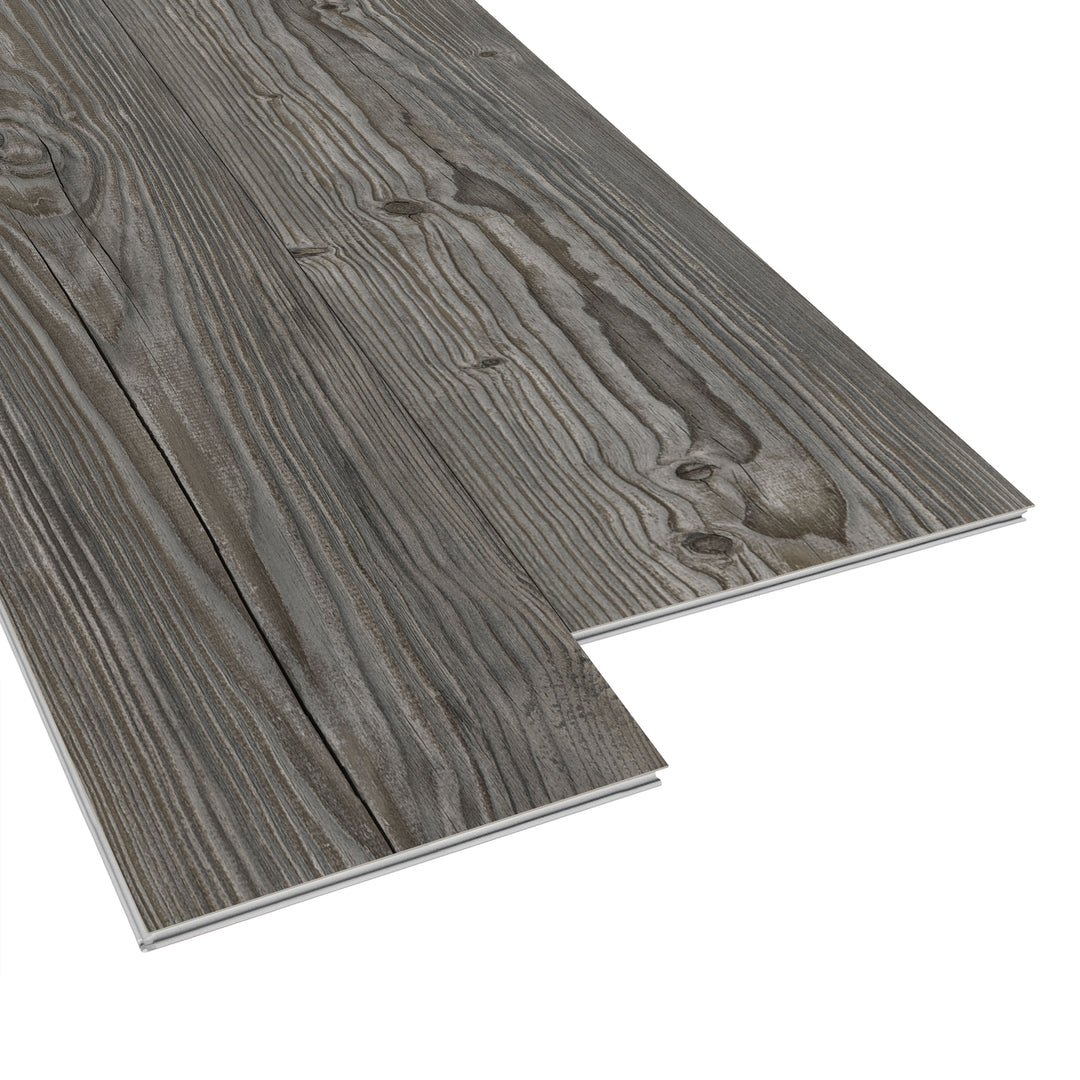 Allure Blueberry Pecan Pine ISOCORE vinyl flooring planks viewed at an angle to see the locking edges