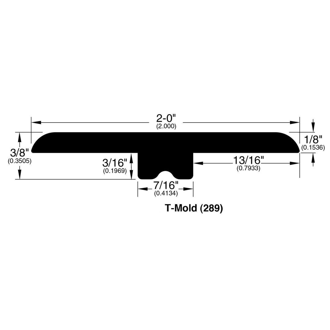 Allure Buckeye Black Walnut T-Molding profile and dimensions