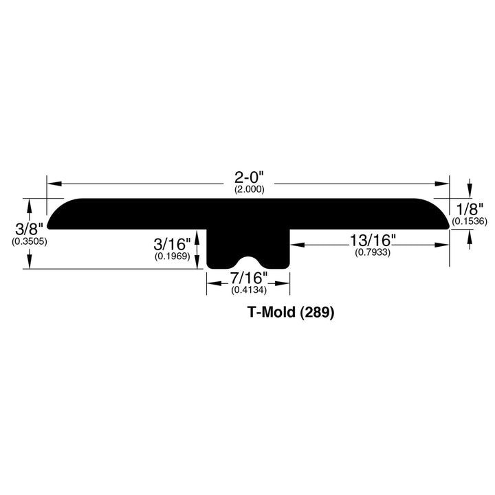 Allure Buckeye Black Walnut T-Molding profile and dimensions