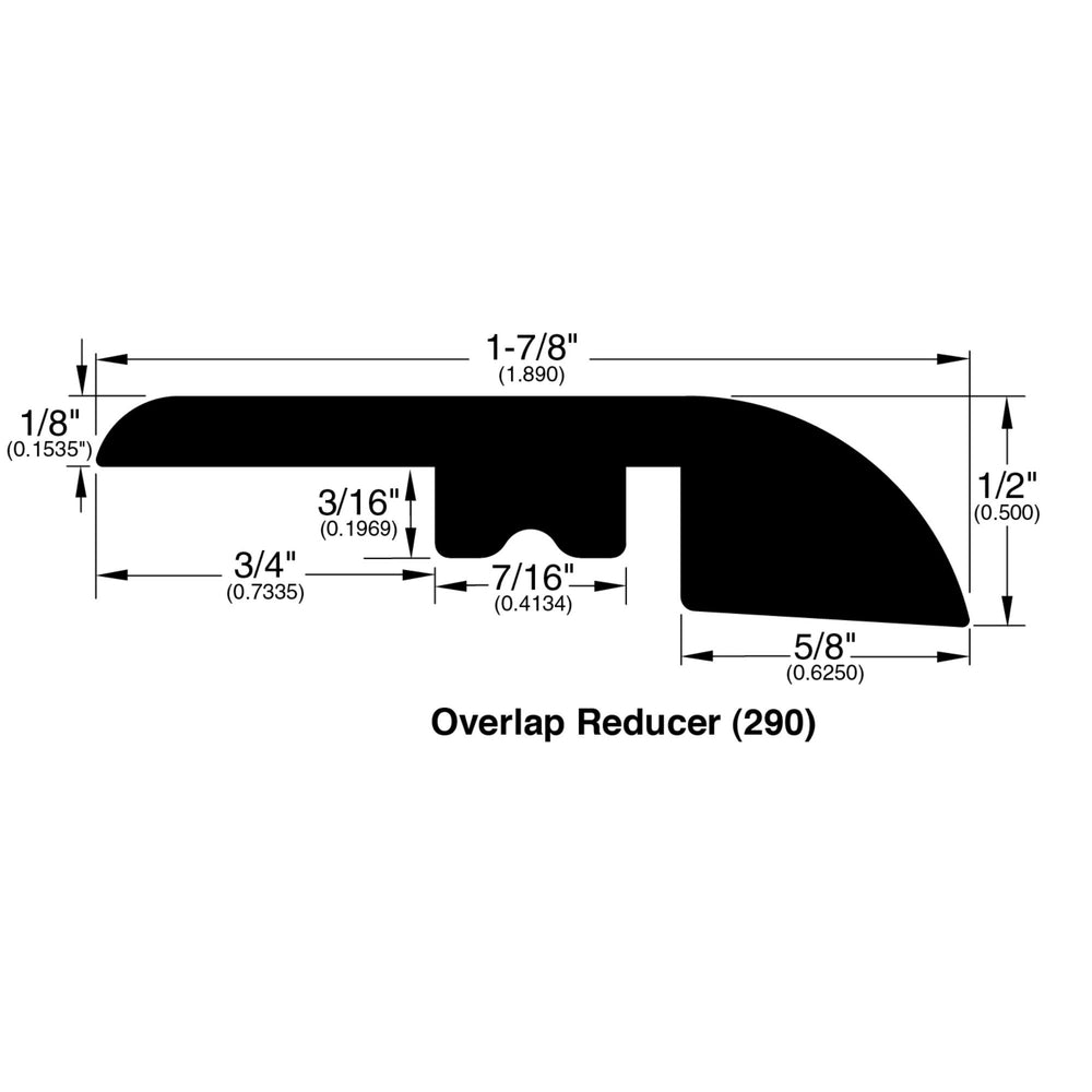 Allure Toasted Pecan Pine Overlap Reducer profile and dimensions