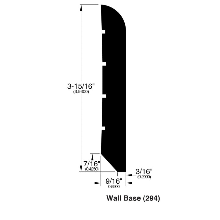 Allure Blueberry Pecan Pine Wall Base profile and dimensions