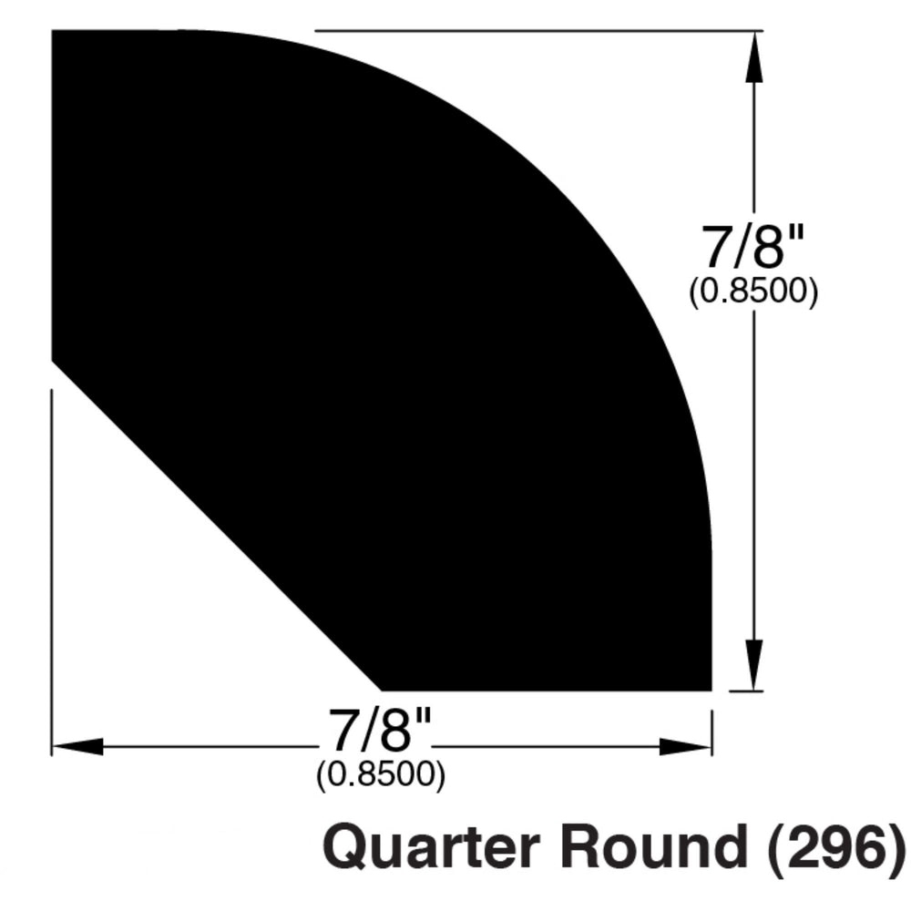 Allure Cocoa Brownie Oak Quarter Round profile and dimensions