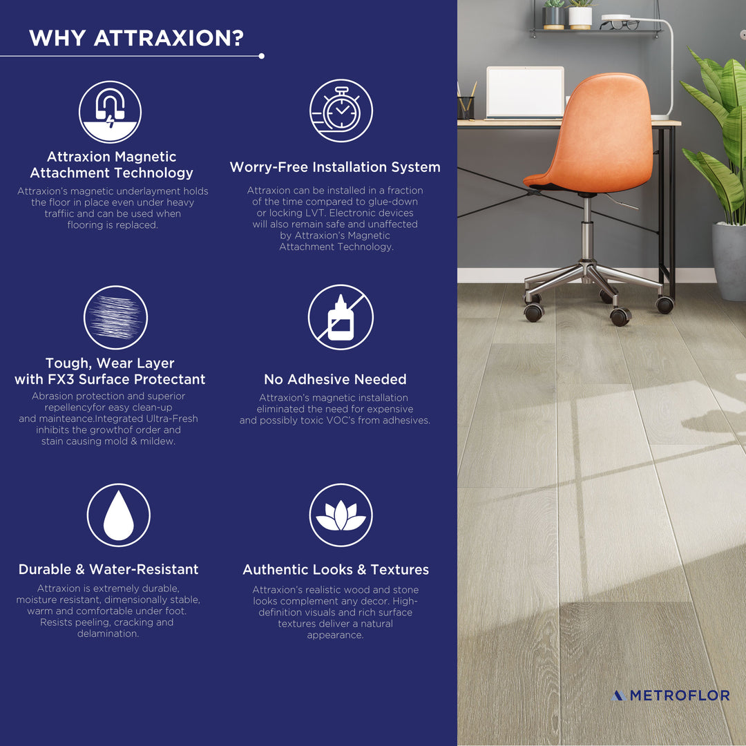 Metroflor Zinc Deja New Attraxion Magnetic Vinyl Plank stone and color swatch