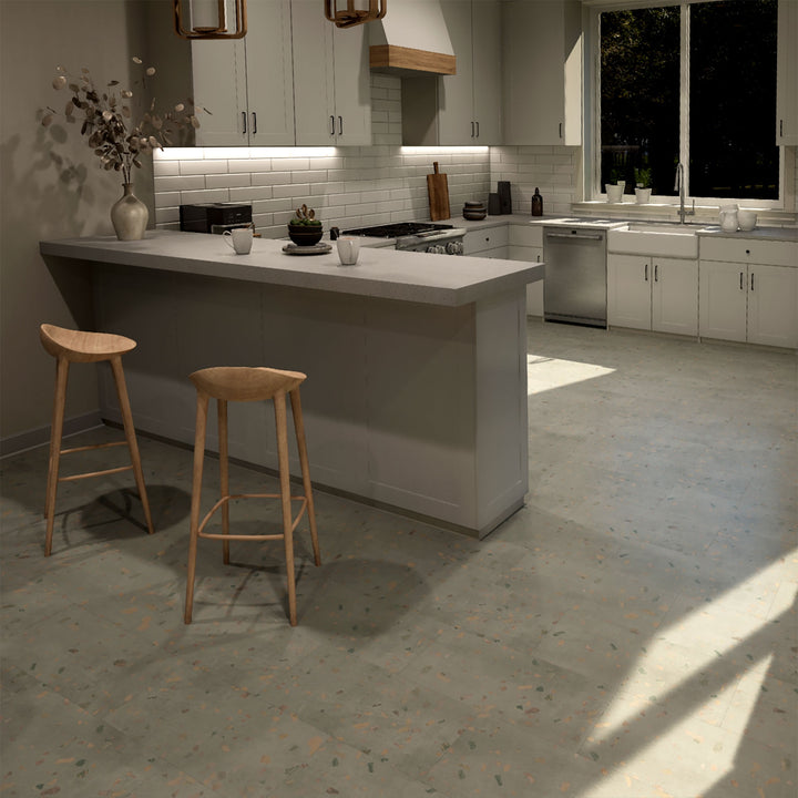Allure Ultima Comfit Terrazzo ISOCORE vinyl flooring installed in a room scene rendering